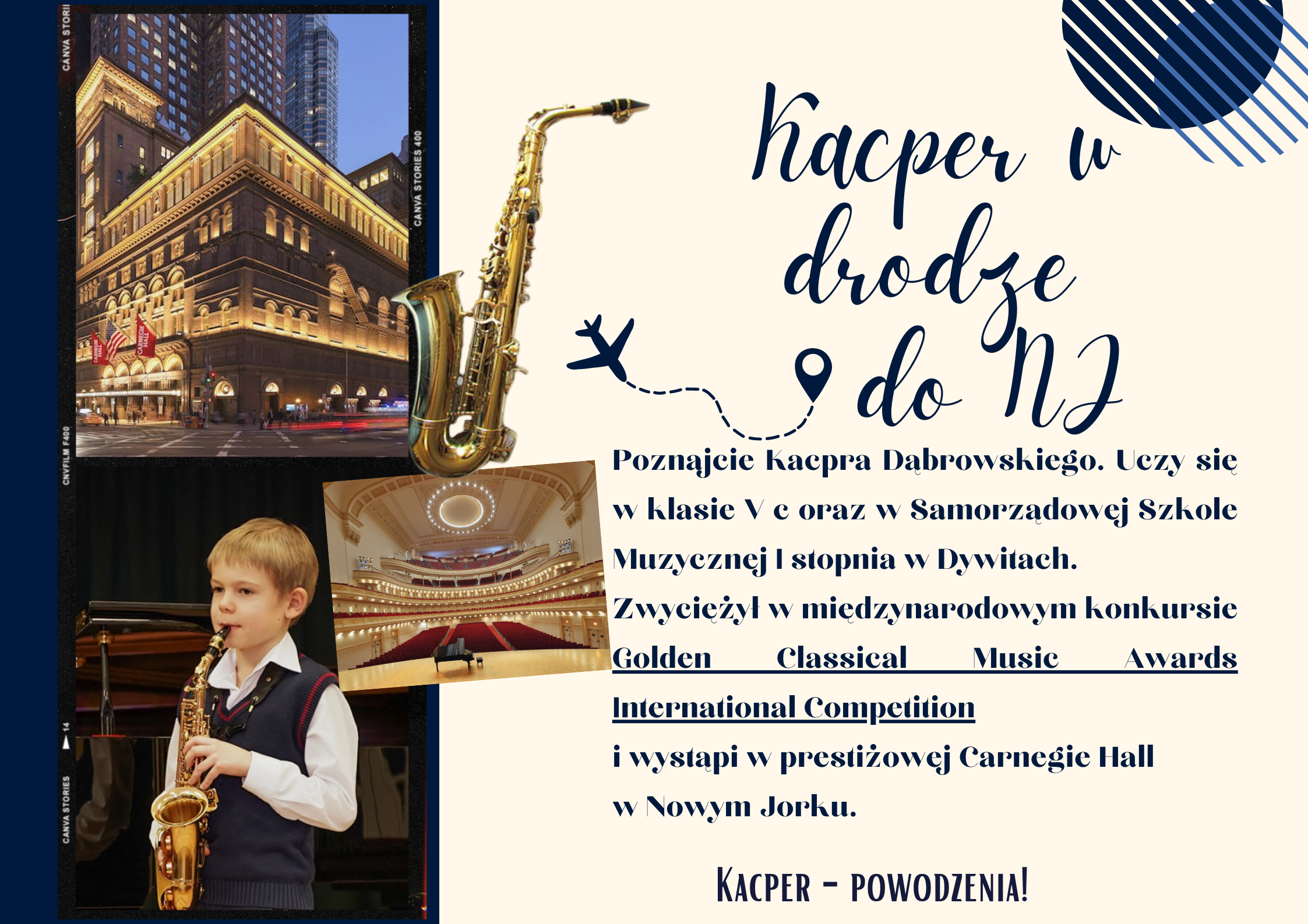 Uczeń Szkoły Podstawowej nr 15 w Olsztynie grający na saksofonie, wygrał międzynarodowy konkurs.
