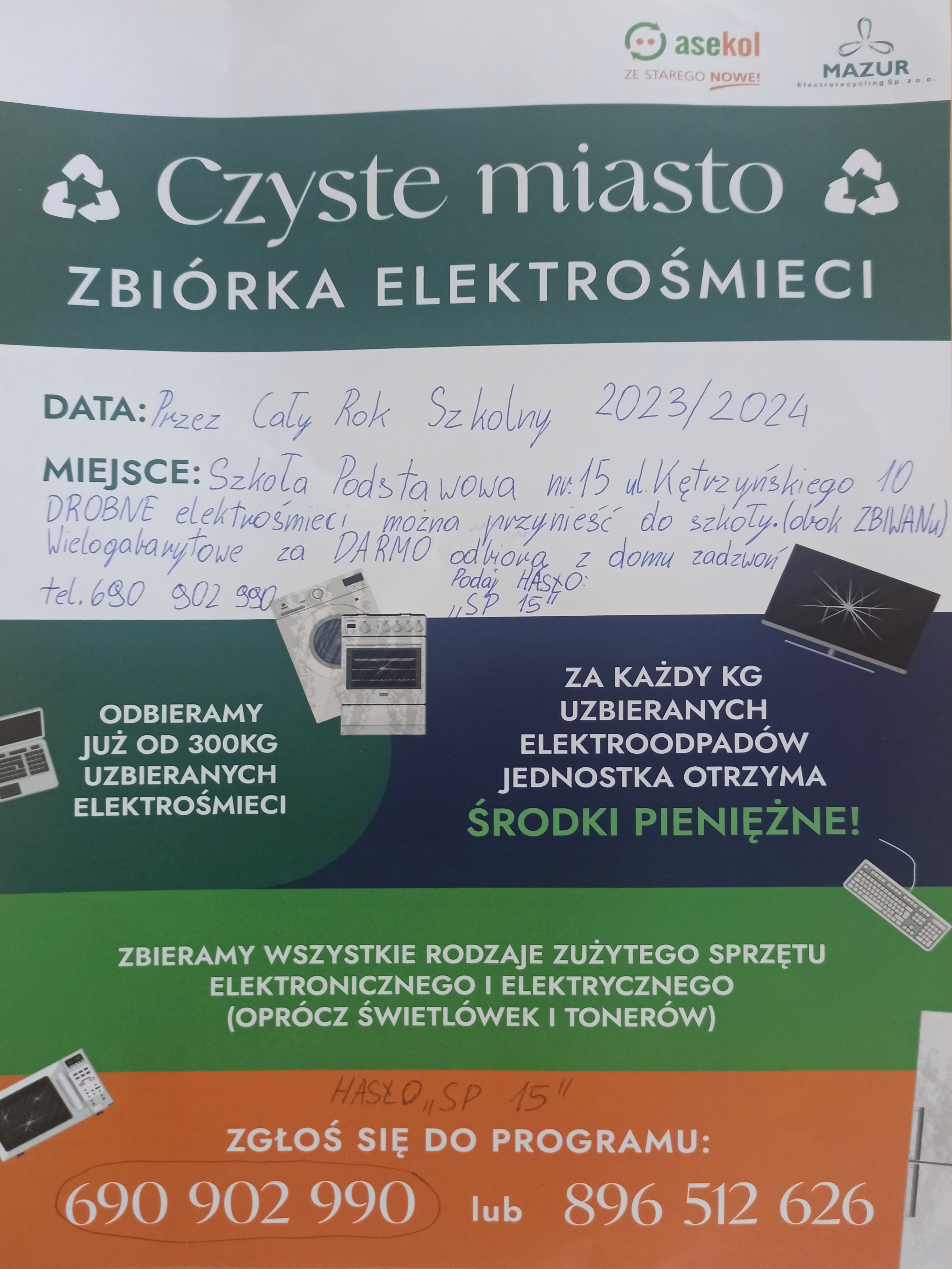 Plakat reklamujący zbiórkę elektrośmieci