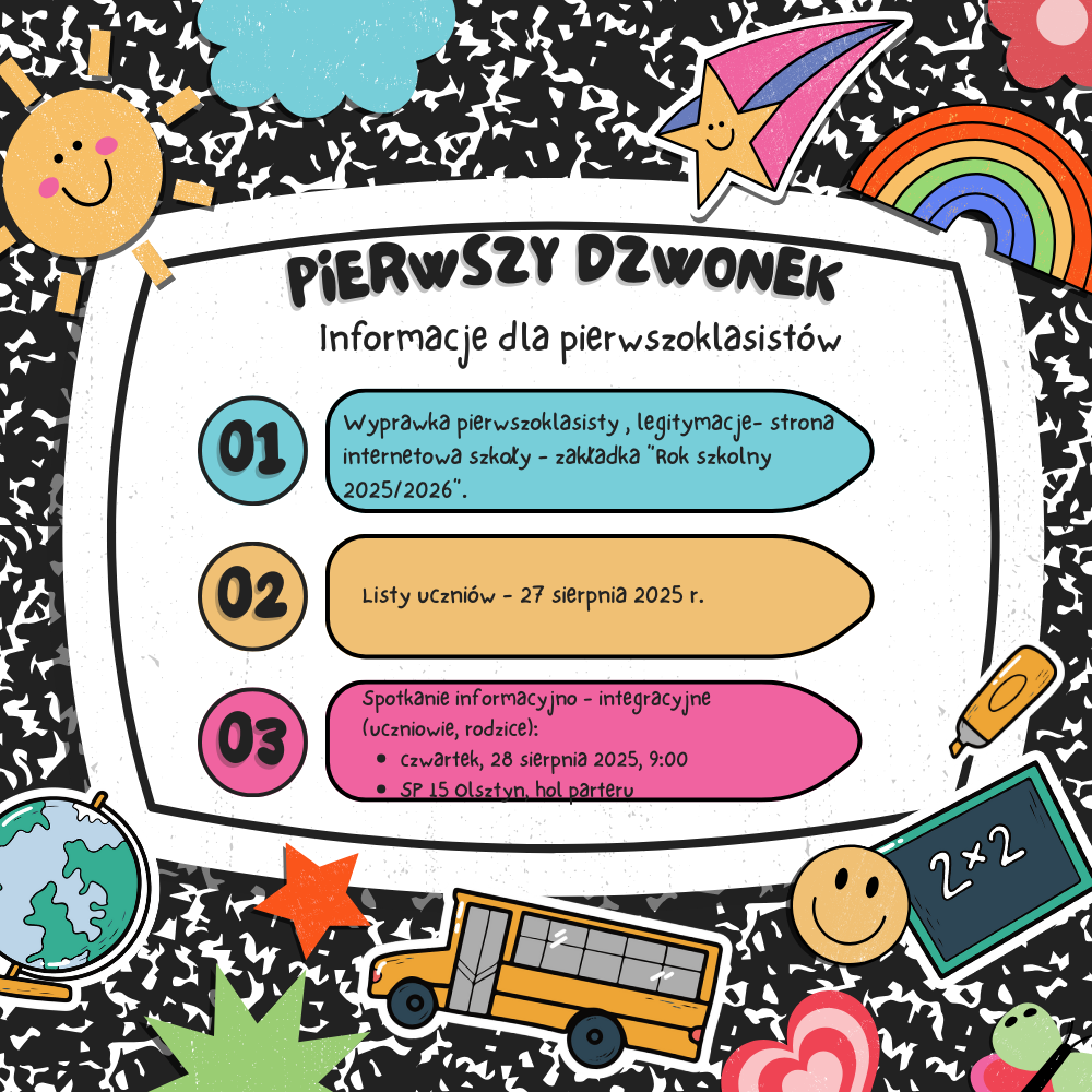Inforgrafika z informacjami dla uczniów i rodziców klas pierwszych